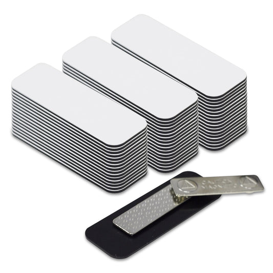 Name Tag / Badge Blanks - 50 Pack - 1" X 3", Round Corners, Magnetic Backing