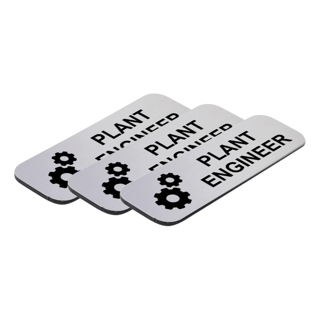 Plant Engineer 1 x 3" Name Tag/Badge, (3 Pack)