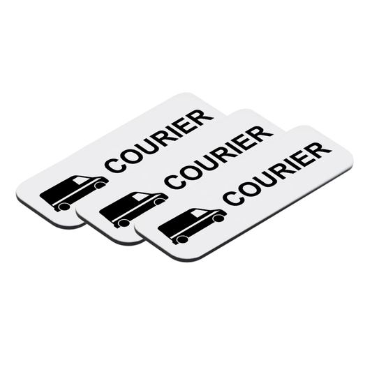 Courier (Van Design) 1 x 3" Name Tag/Badge, (3 Pack)