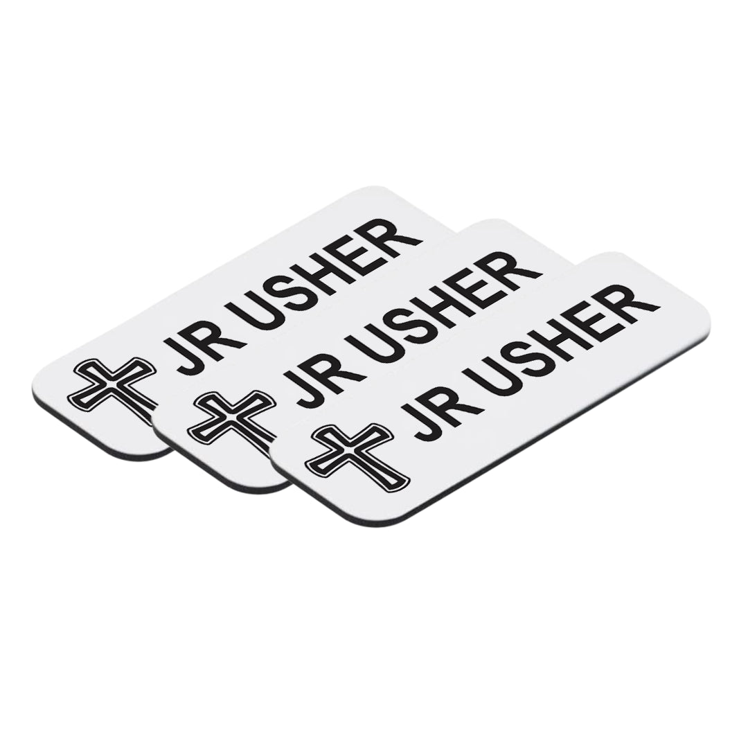 Jr Usher 1 x 3" Name Tag/Badge, Cross Design (3 Pack)