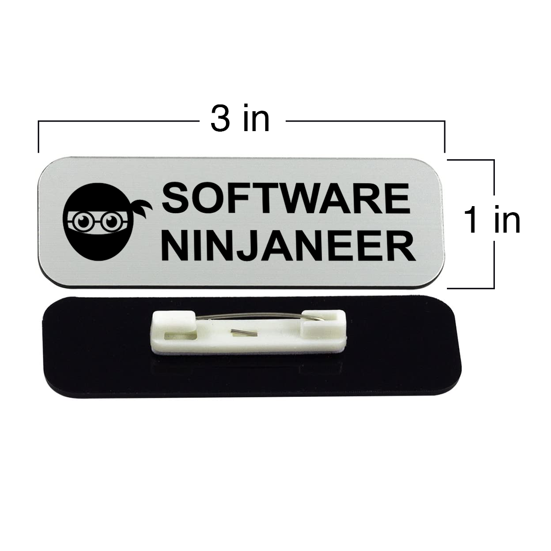 Software Ninjaneer 1 x 3" Name Tag/Badge, (3 Pack)