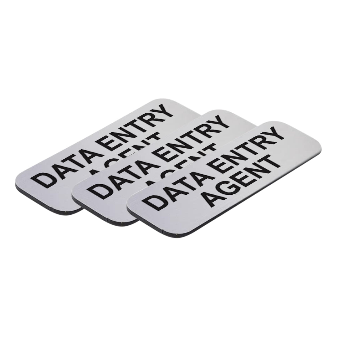 Data Entry Agent 1 x 3" Name Tag/Badge, (3 Pack)