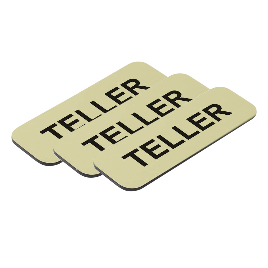 Brushed Gold Teller 1 x 3" Name Tag, (3 Pack)