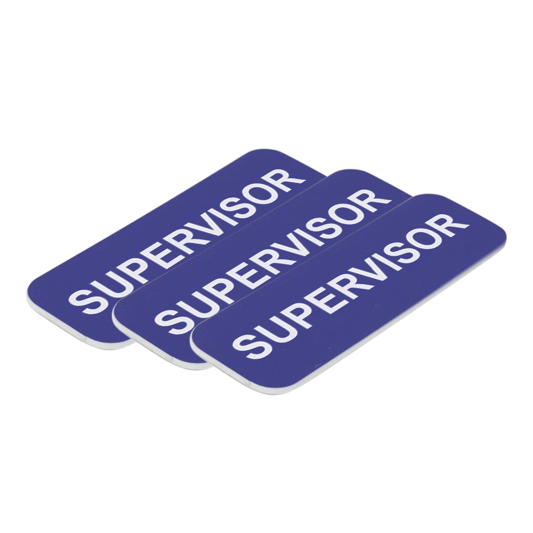 Blue Supervisor 1 x 3" Name Tag, (3 Pack)