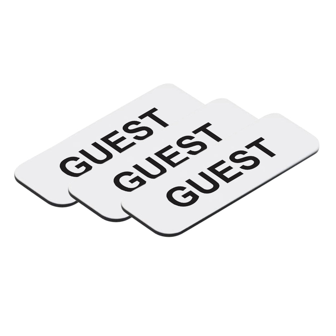 White Guest 1 x 3" Name Tag, (3 Pack)