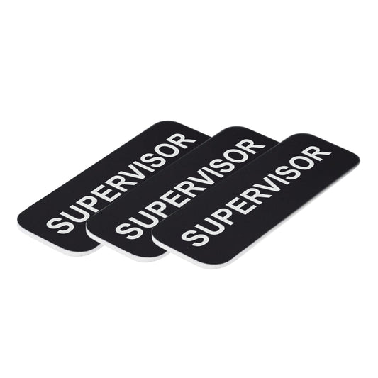 Black Supervisor 1 x 3" Name Tag, (3 Pack)