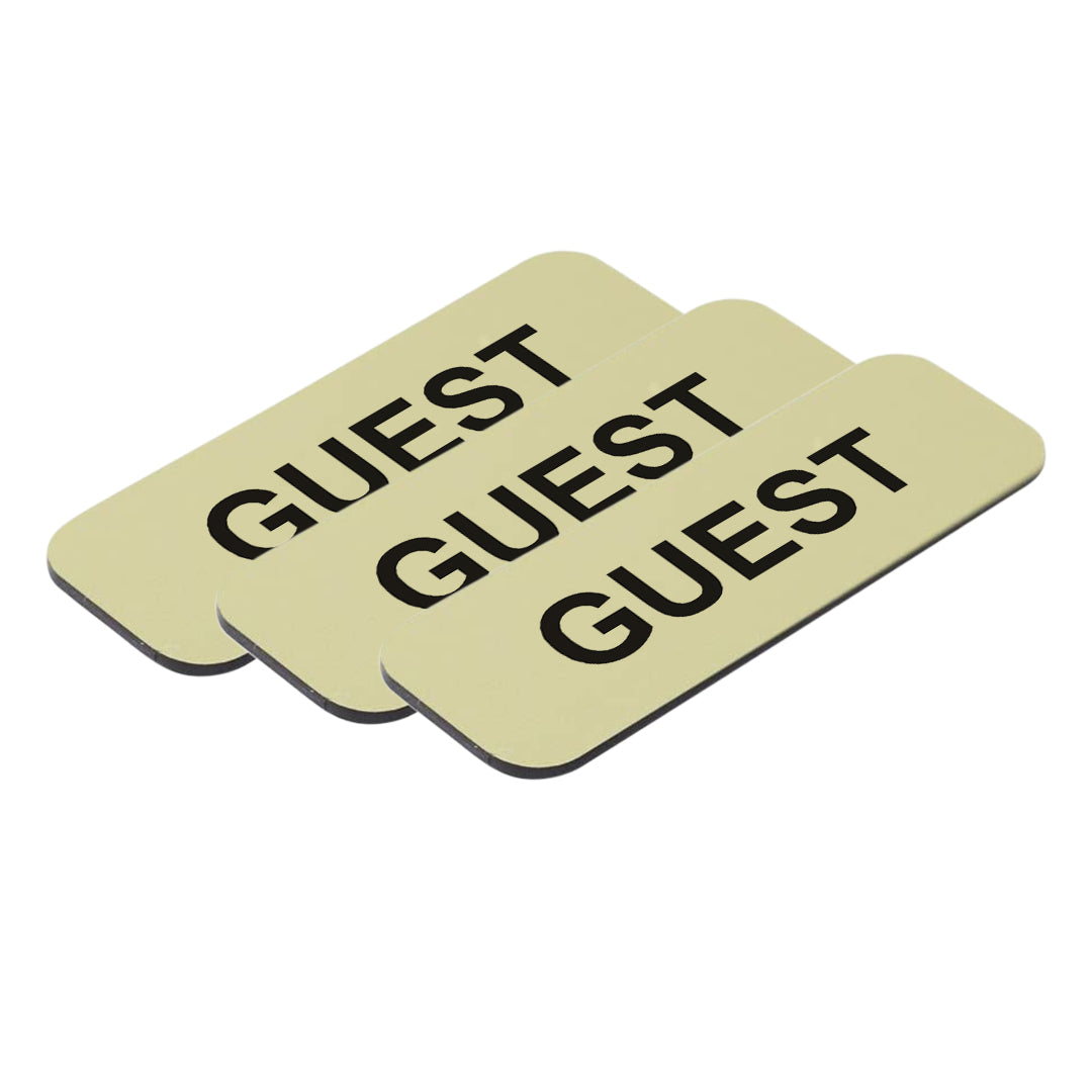 Brushed Gold Guest 1 x 3" Name Tag, (3 Pack)
