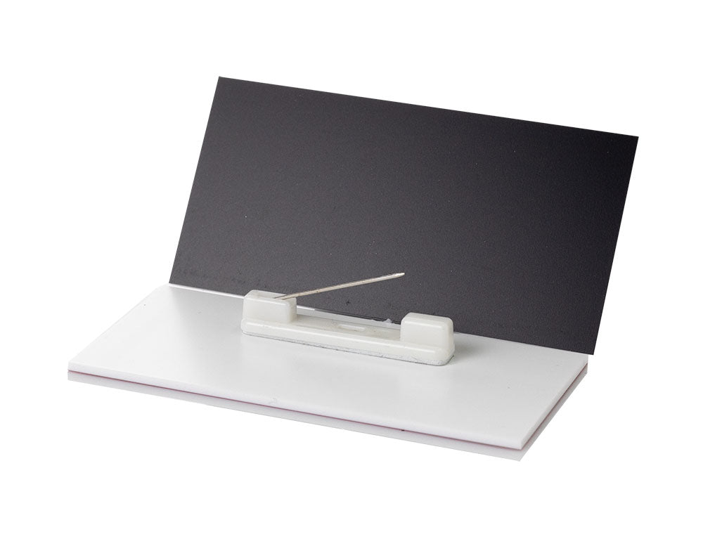 Black 1-1/2" X 3" Name Tag / Badge Blanks with Pin - 10 Pack