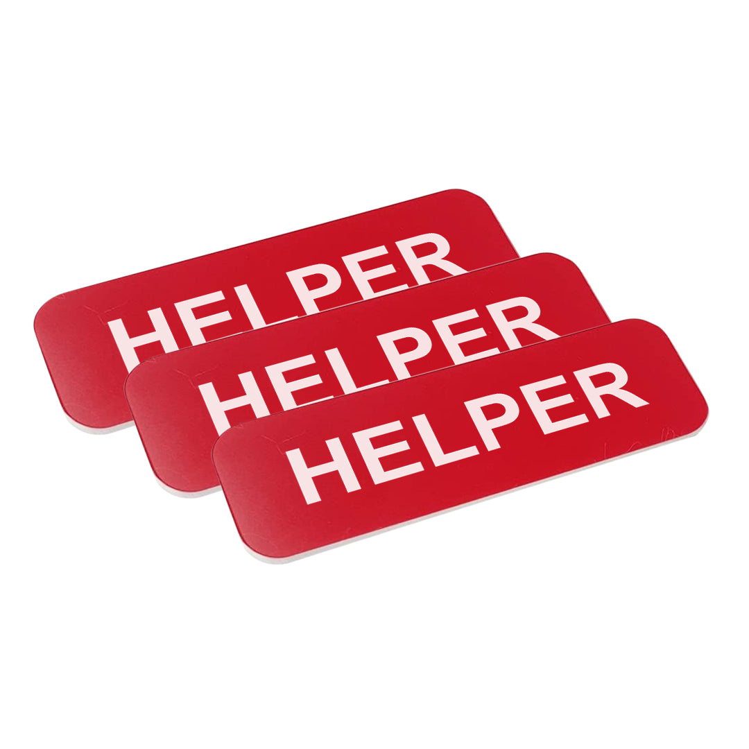 Red Helper 1 x 3" Name Tag, (3 Pack)