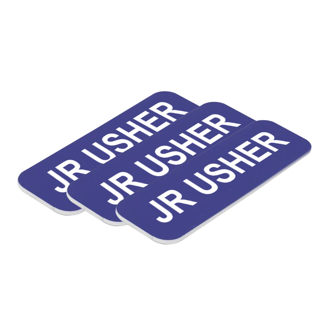 Blue Jr Usher 1 x 3" Name Tag, (3 Pack)