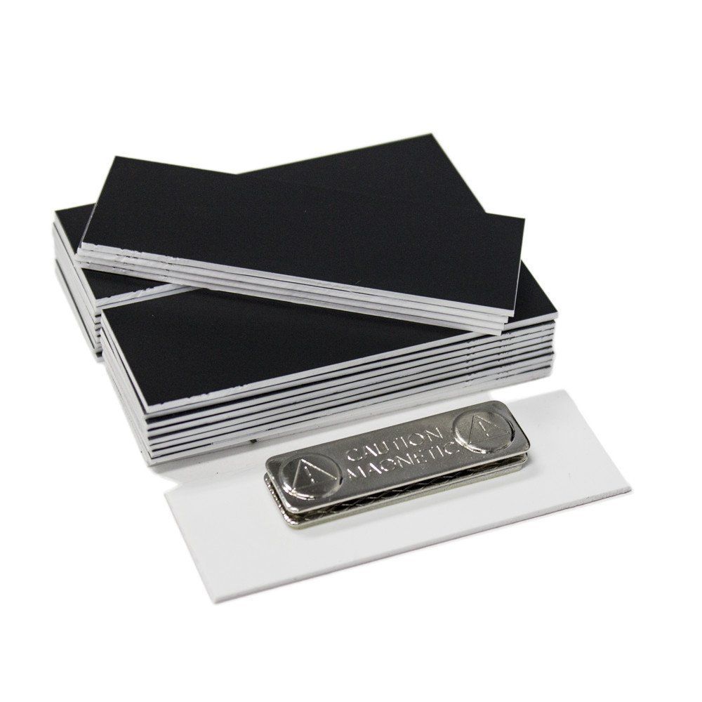Black 1" x 3" Name Tag Badge Blanks with Magnetic Backing - 25 Pack