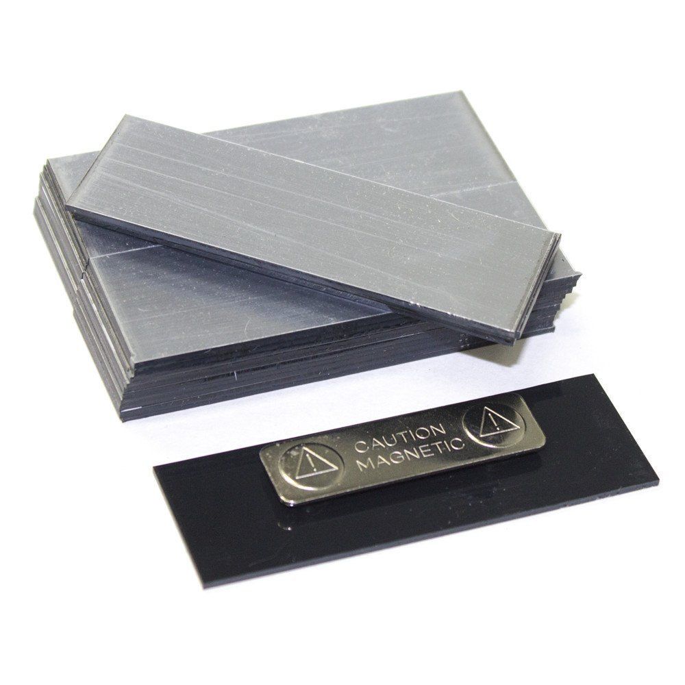 Silver 1" x 3" Name Tag Badge Blanks with Magnetic Backing - 25 Pack