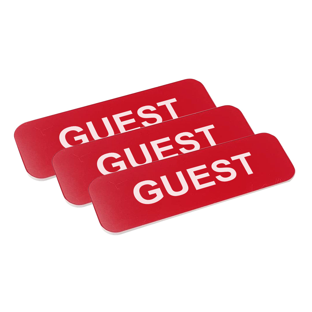 Red Guest 1 x 3" Name Tag, (3 Pack)