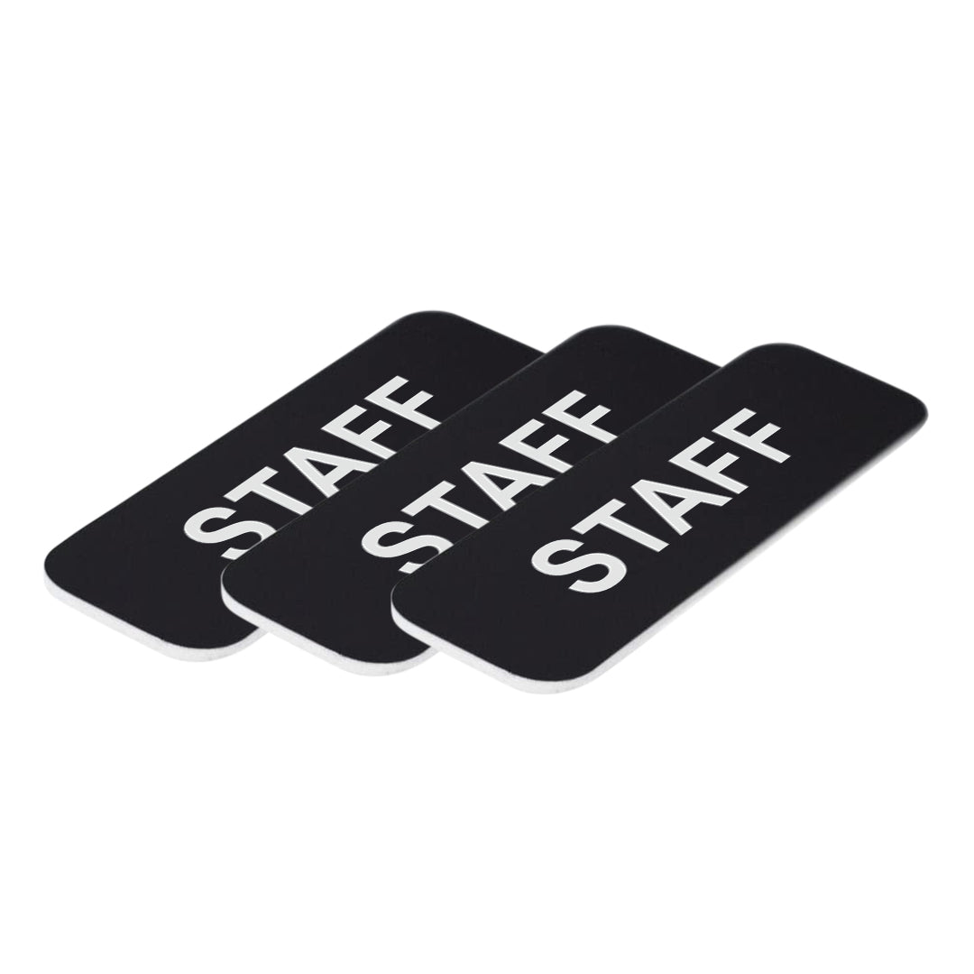 Black Staff 1 x 3" Name Tag, (3 Pack)