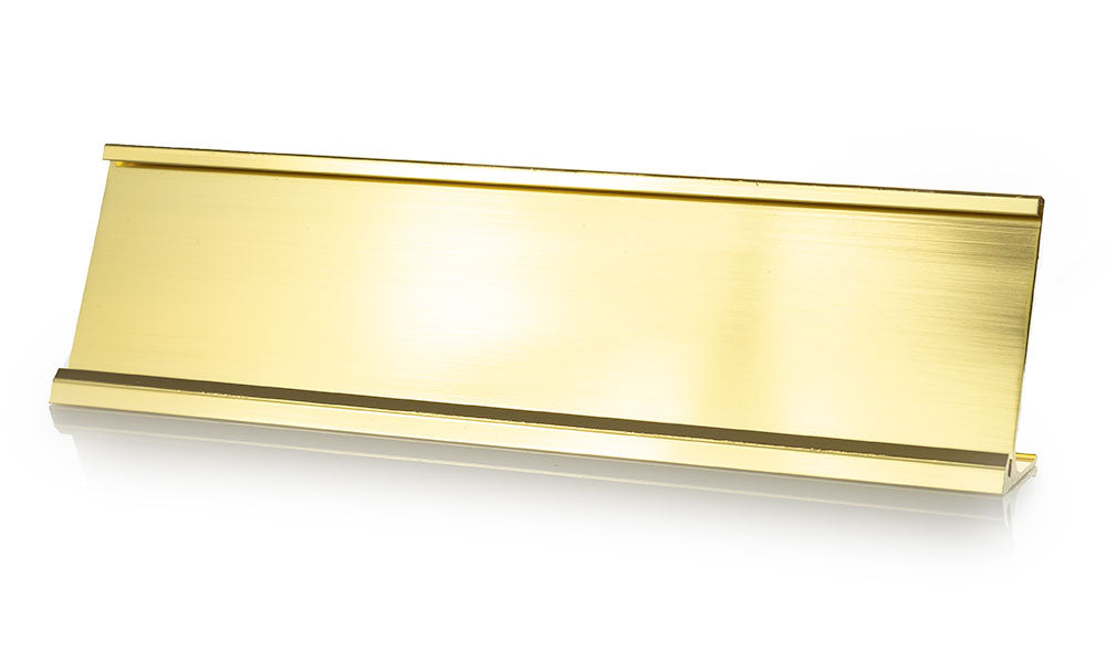Gold Office Desk Name Plate Holder - 2" x 8" / 2" x 10"