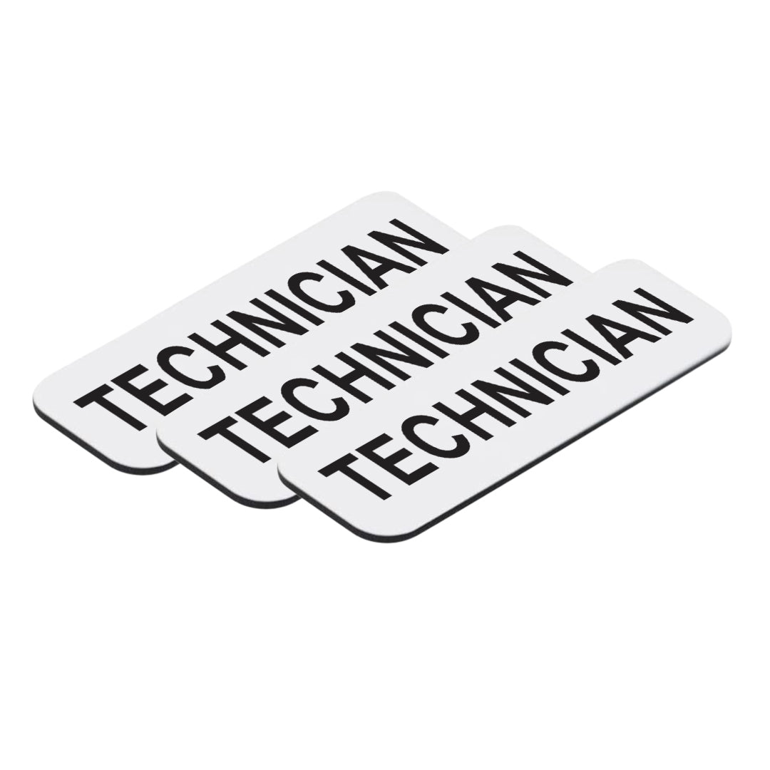 White Technician 1 x 3" Name Tag, (3 Pack)