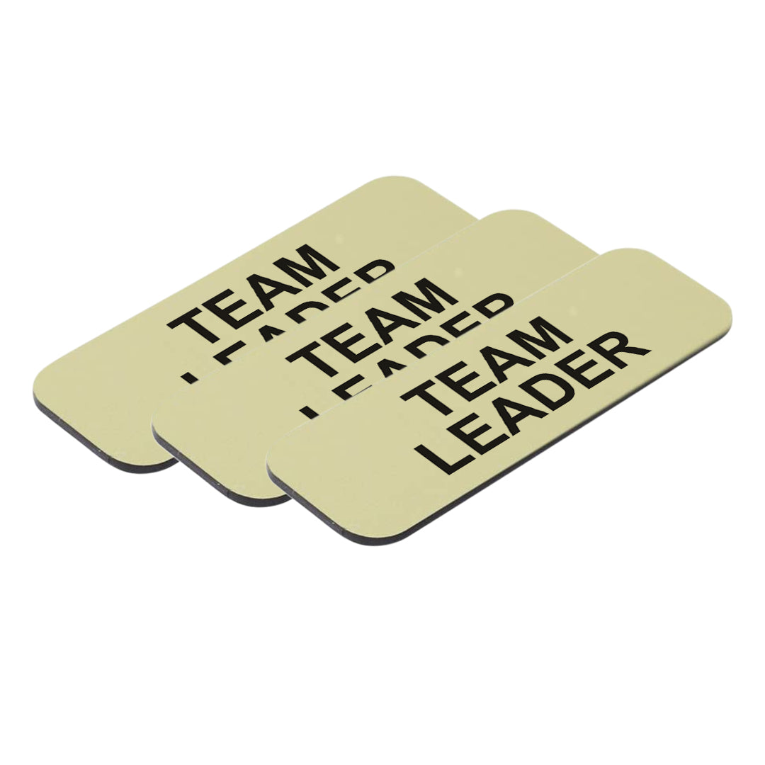 Brushed Gold Team Leader 1 x 3" Name Tag, (3 Pack)