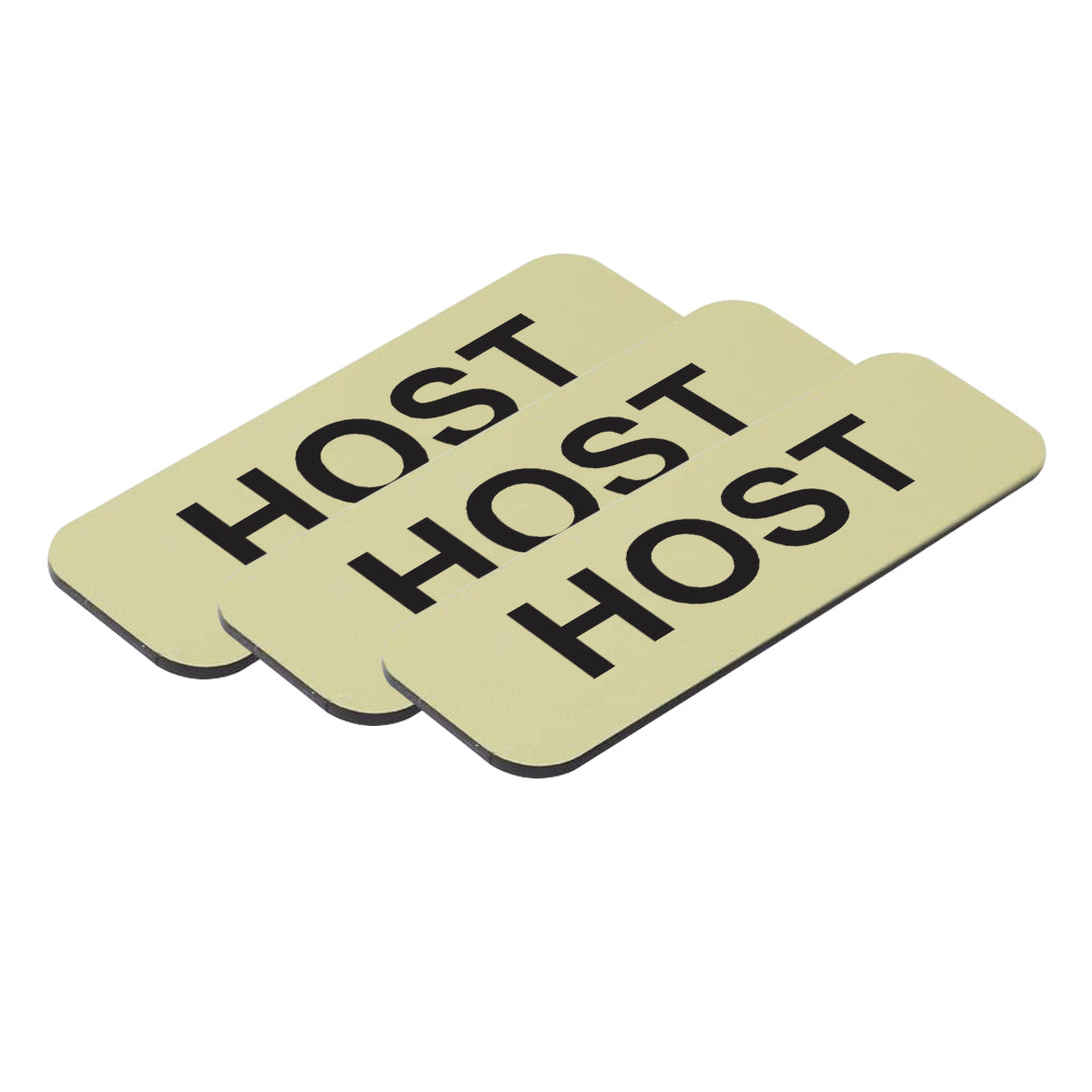 Brushed Gold Host 1 x 3" Name Tag (3 Pack)
