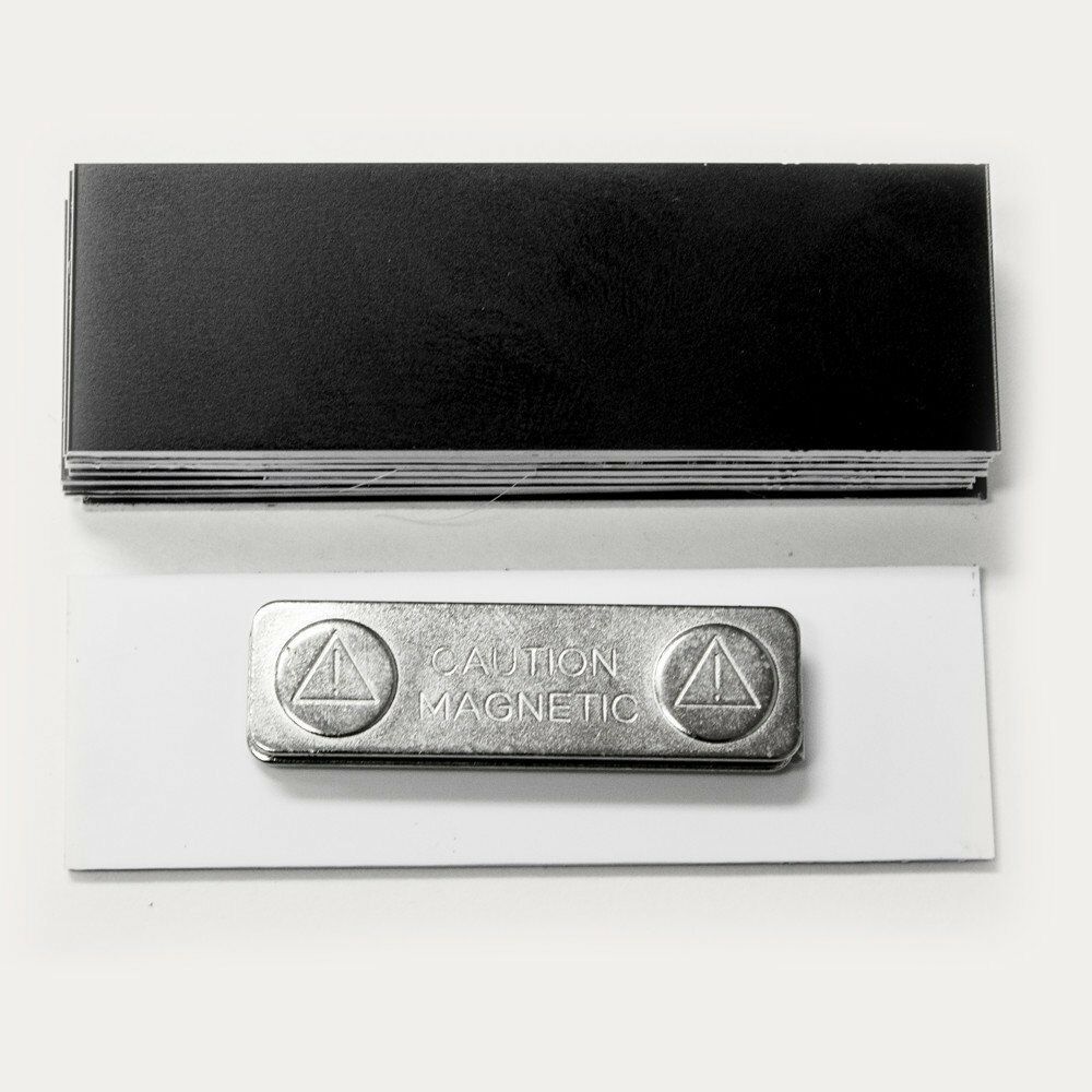 Black 1" x 3" Name Tag Badge Blanks with Magnetic Backing - 50 Pack