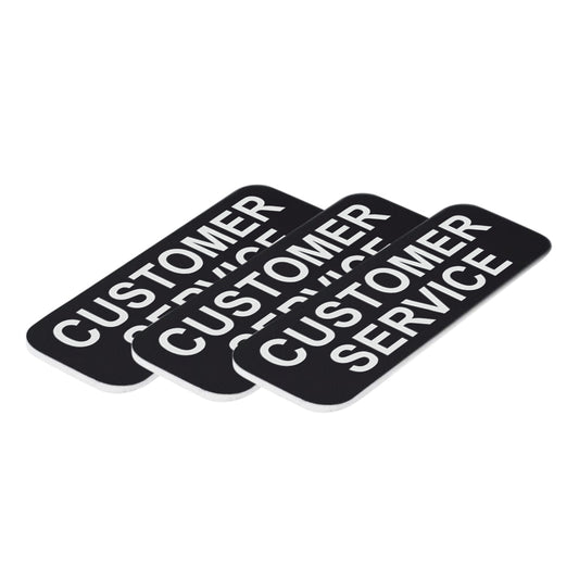 Black Customer Service 1 x 3" Name Tag, (3 Pack)
