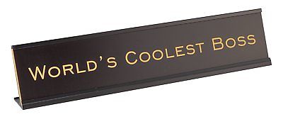 World's Coolest Boss 2"x10" Novelty Nameplate Desk Sign