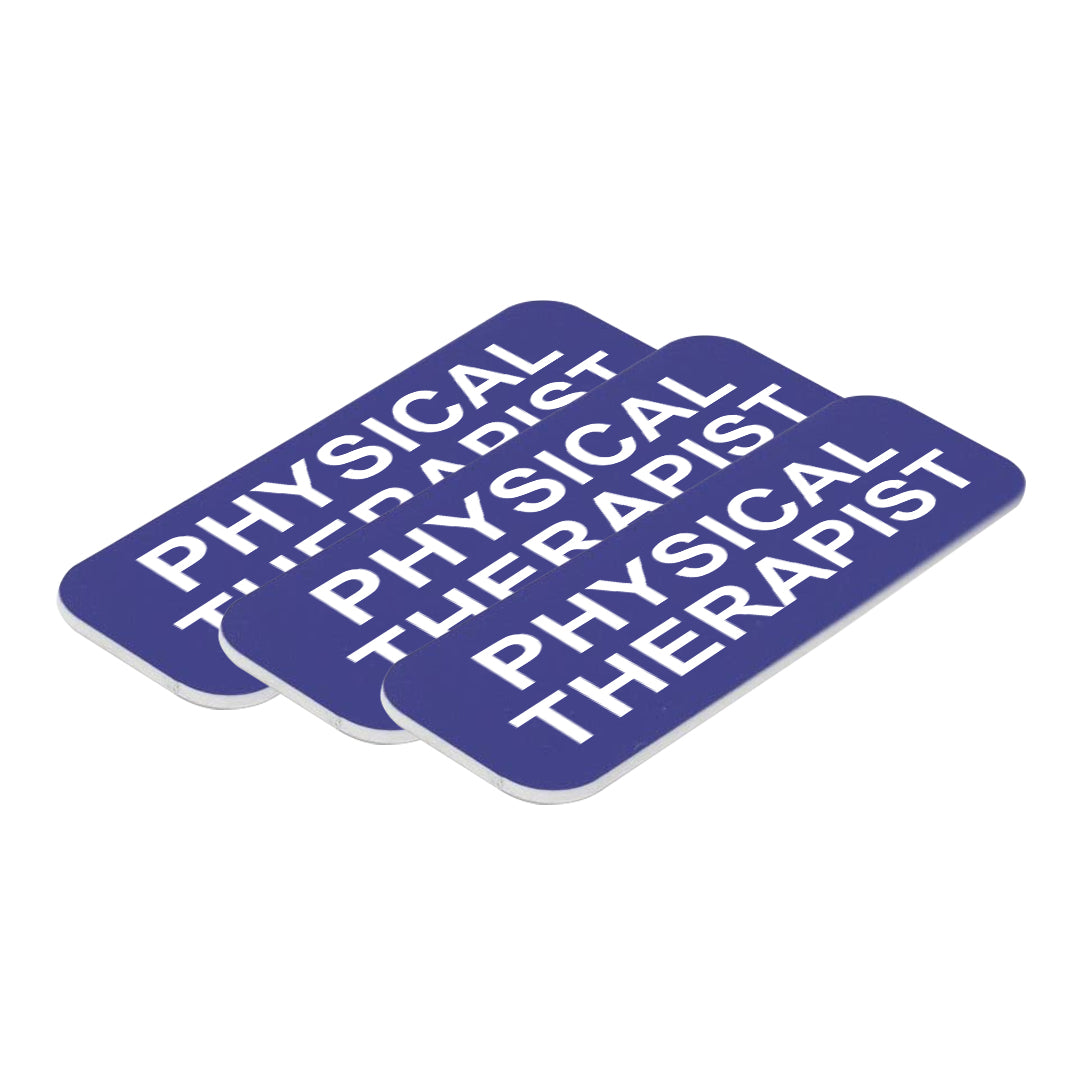 Blue Physical Therapist 1 x 3" Name Tag, (3 Pack)
