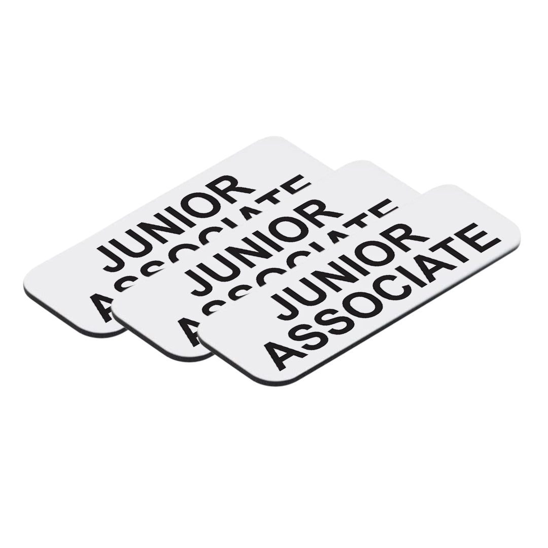 White Junior Associate 1 x 3" Name Tag, (3 Pack)