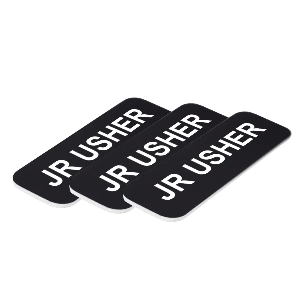 Jr Usher 1x3 Inch Name Tags – Red Background, White Text, 3 Pack With Pin Fasteners - View #6