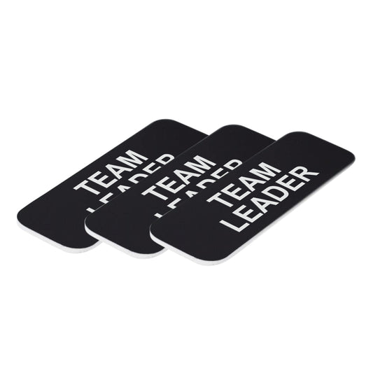 Black Team Leader 1 x 3" Name Tag, (3 Pack)