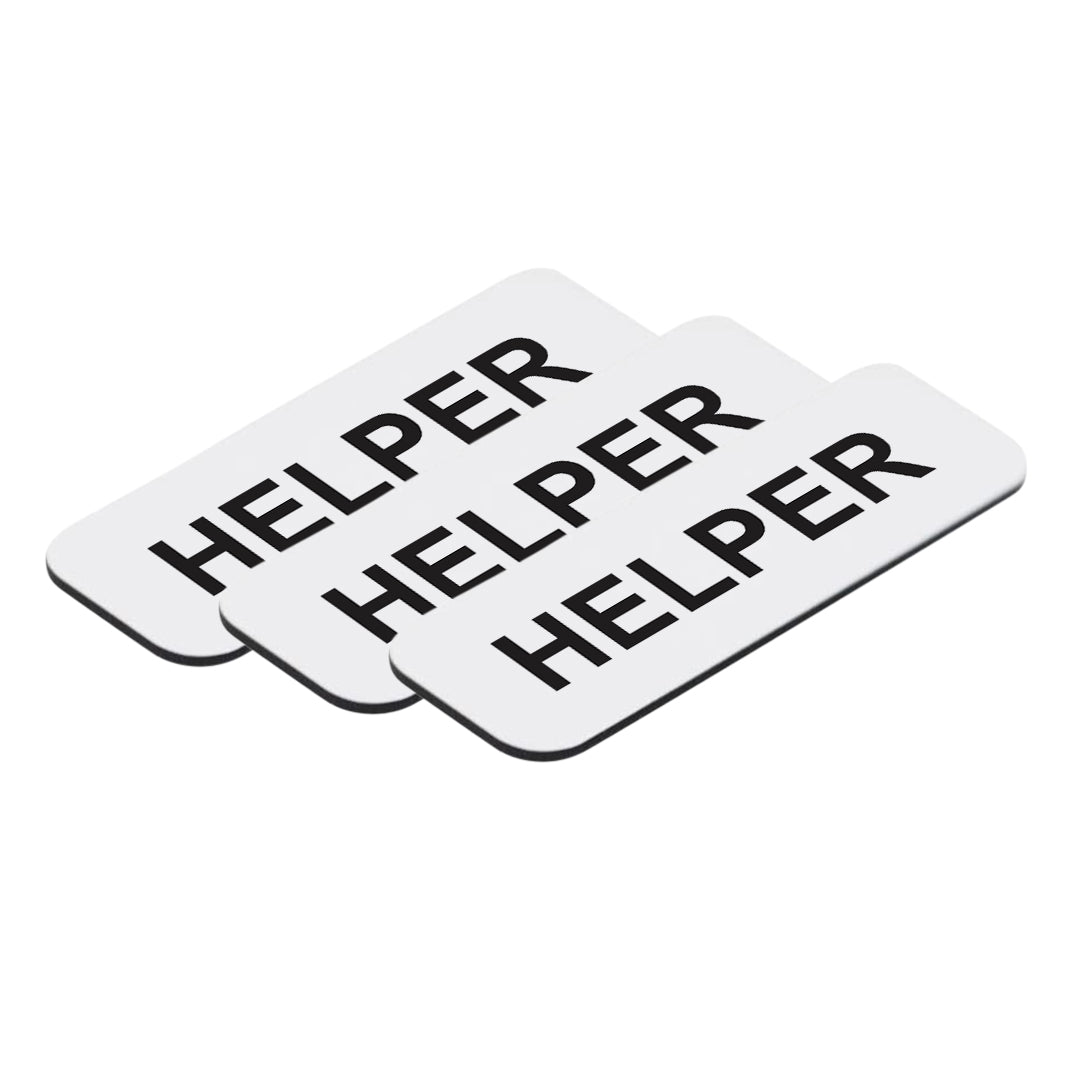 White Helper 1 x 3" Name Tag, (3 Pack)