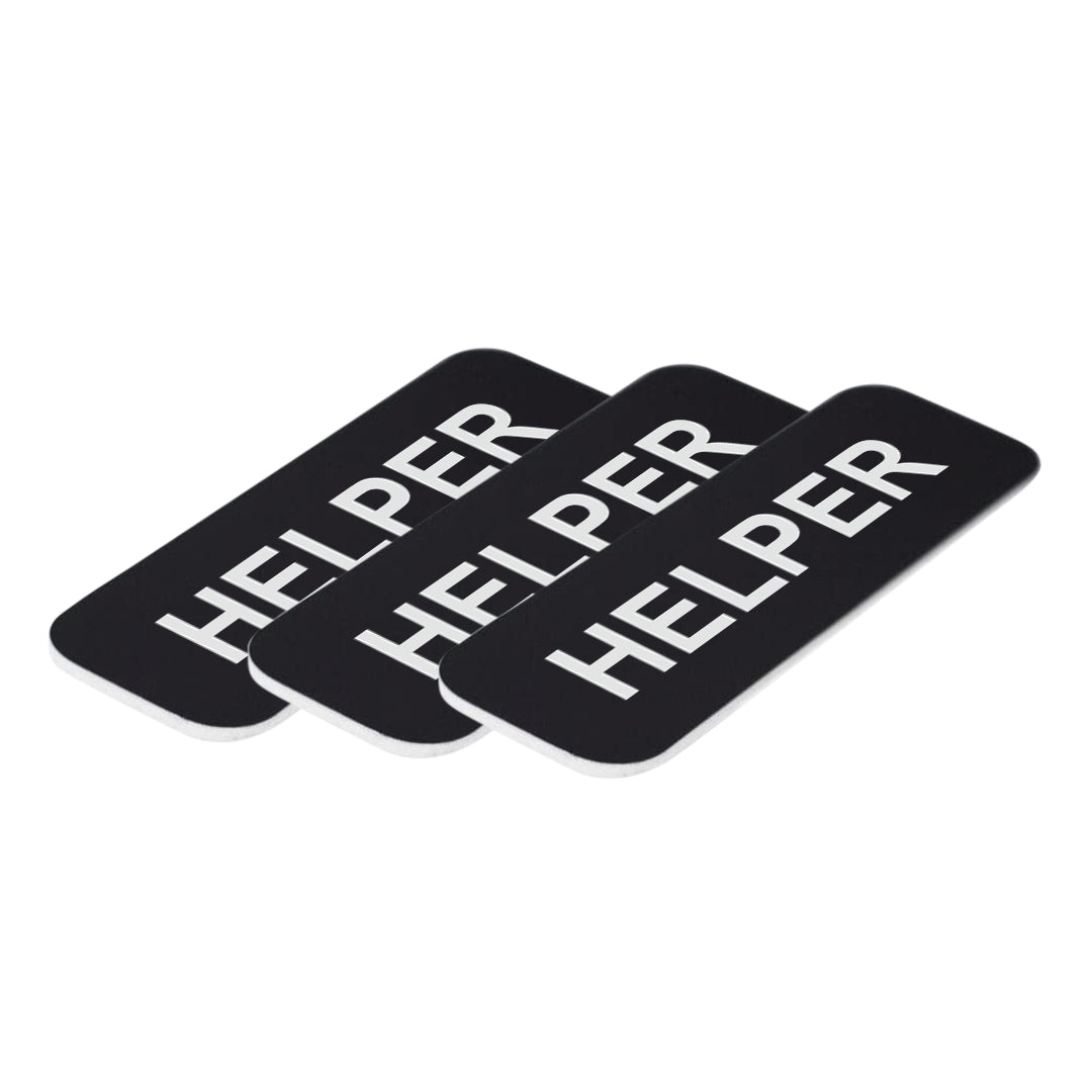 Black Helper 1 x 3" Name Tag, (3 Pack)