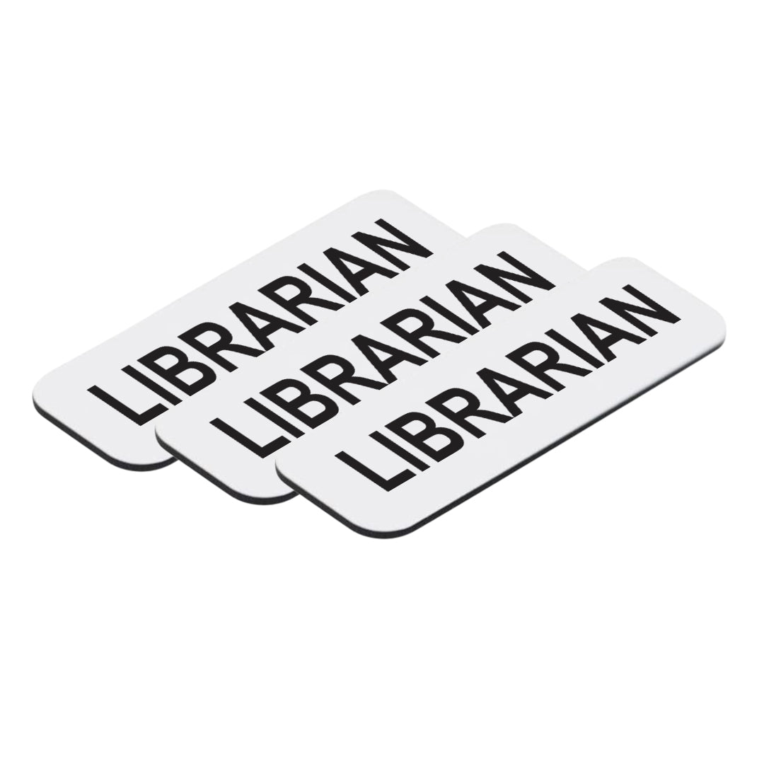 White Librarian 1 x 3" Name Tag (3 Pack)