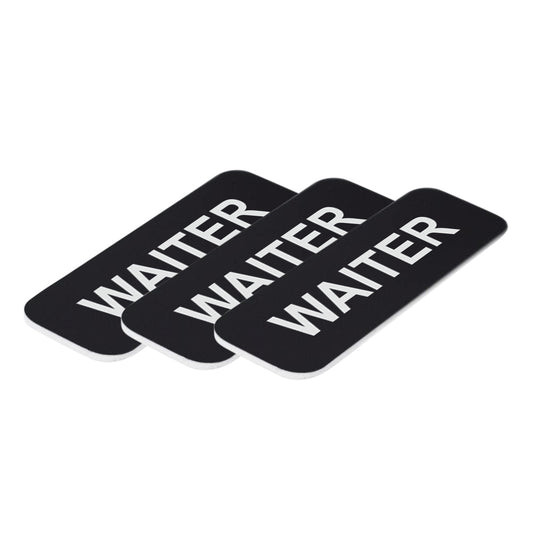 Black Waiter 1 x 3" Name Tag, (3 Pack)