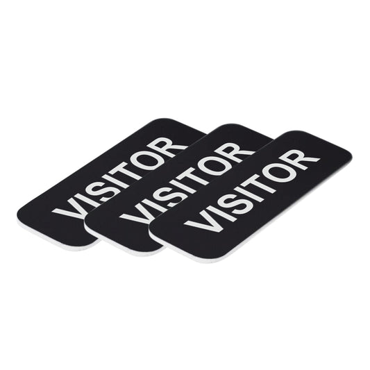 Black Visitor 1 x 3" Name Tag, (3 Pack)