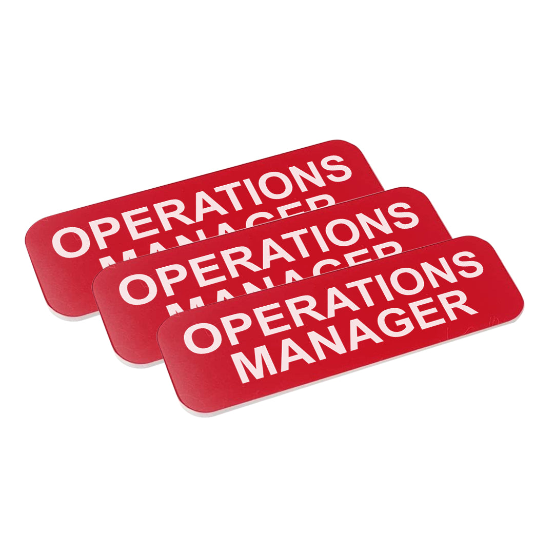 Red Operations Manager 1 x 3" Name Tag, (3 Pack)