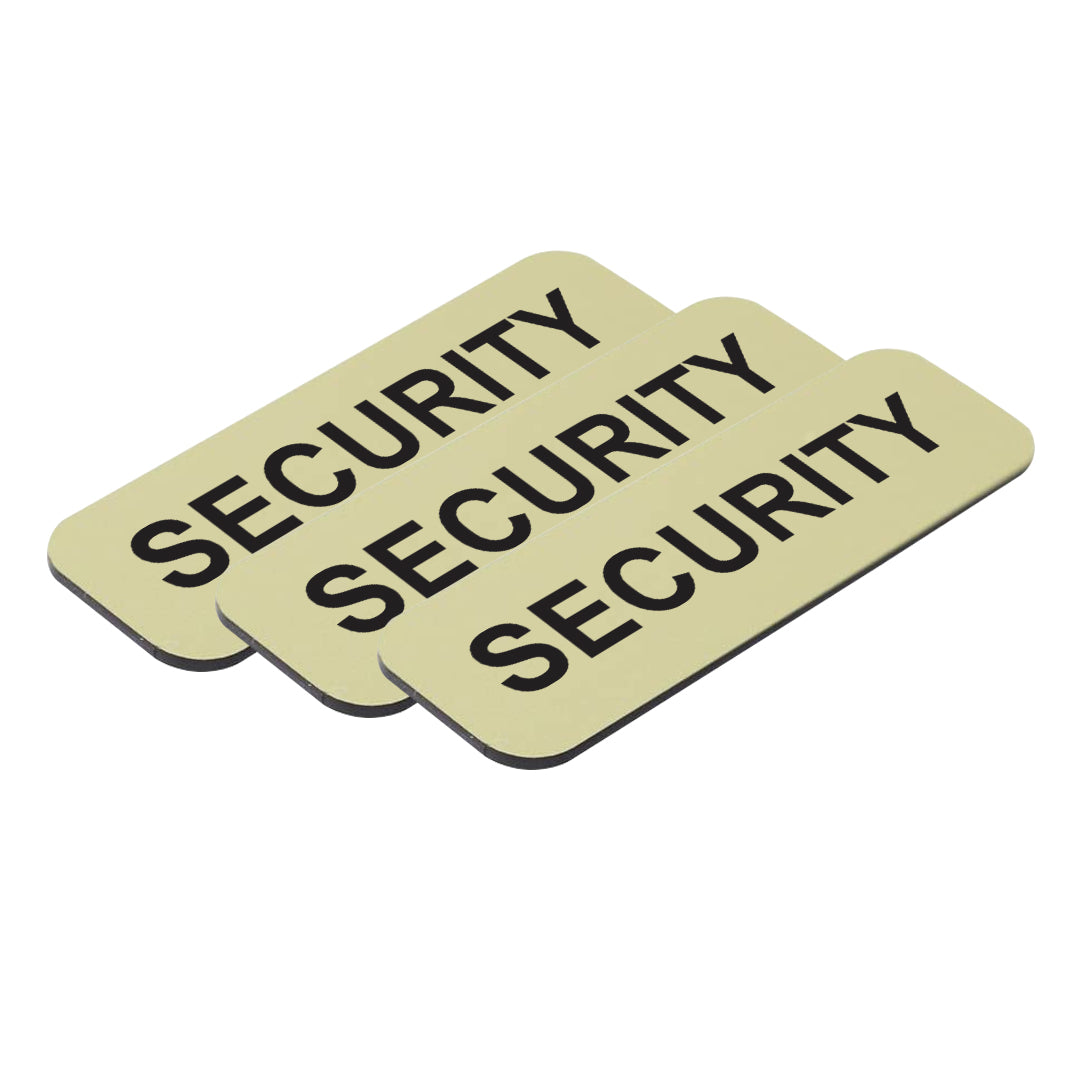 Brushed Gold Security 1 x 3" Name Tag (3 Pack)