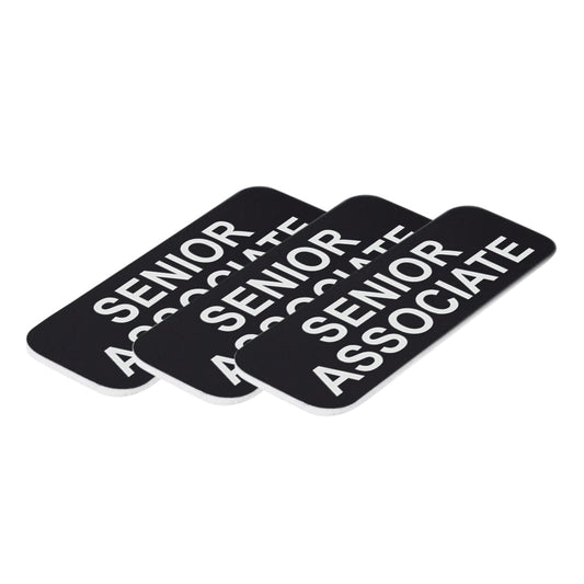 Black Senior Associate 1 x 3" Name Tag, (3 Pack)