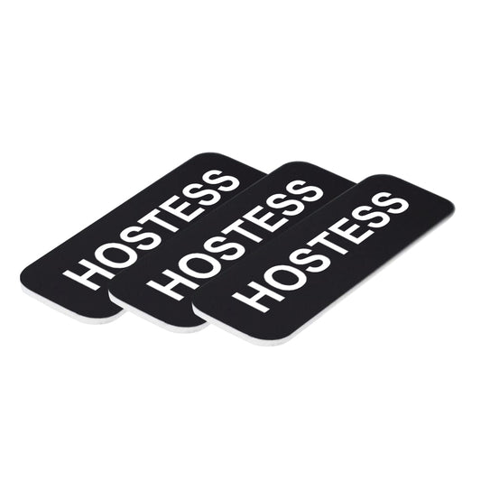 Black Hostess 1 x 3" Name Tag, (3 Pack)