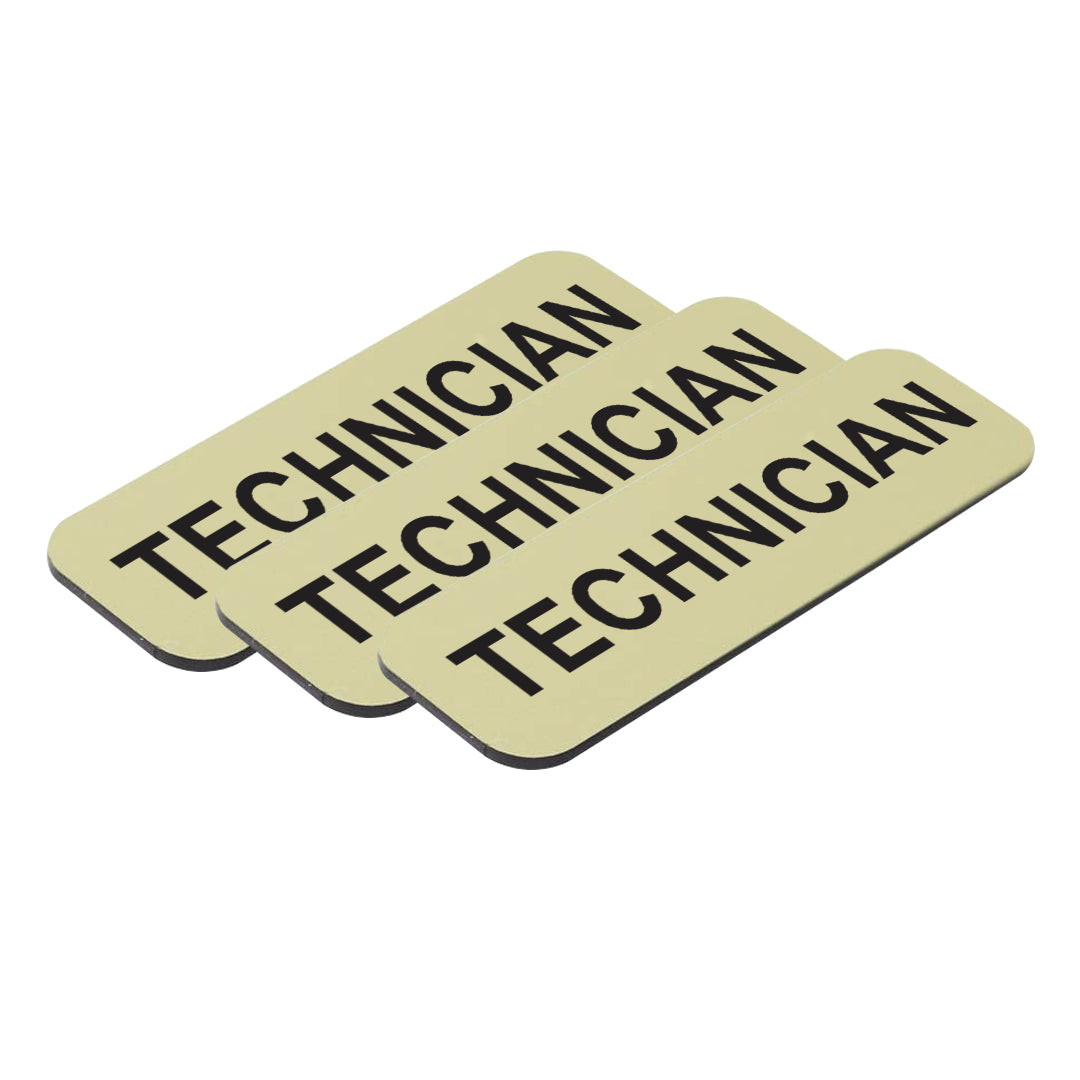 Brushed Gold Technician 1 x 3" Name Tag, (3 Pack)
