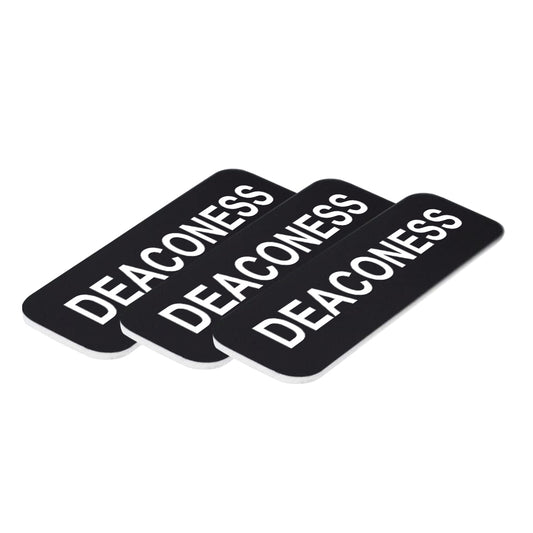 Black Deaconess 1 x 3" Name Tag, (3 Pack)