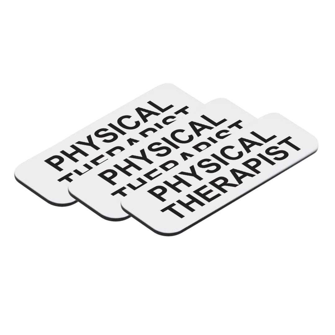 White Physical Therapist 1 x 3" Name Tag, (3 Pack)