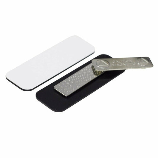 White 1" x 3" Round Corner Name Tag Badge Blanks with Magnetic Backing - 25 Pack