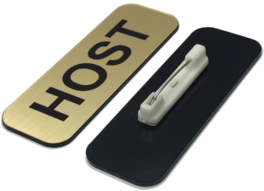 Brushed Gold Host 1 x 3" Name Tag (3 Pack)