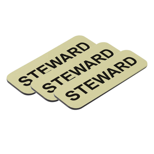 Brushed Gold Steward 1 x 3" Name Tag, (3 Pack)