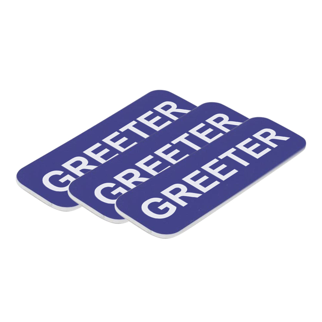 Blue Greeter 1 x 3" Name Tag, (3 Pack)