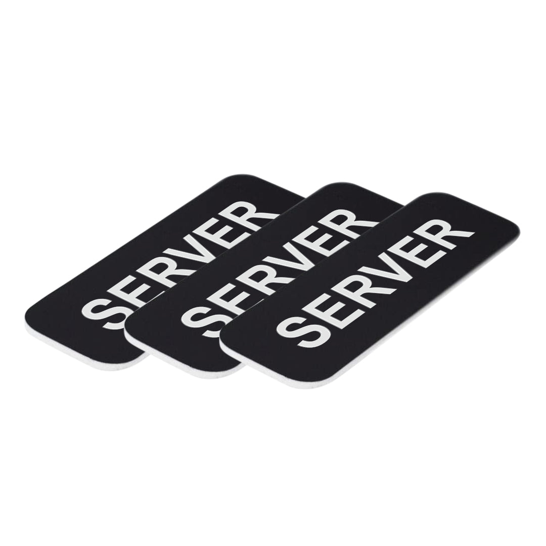 Black Server 1 x 3" Name Tag, (3 Pack)