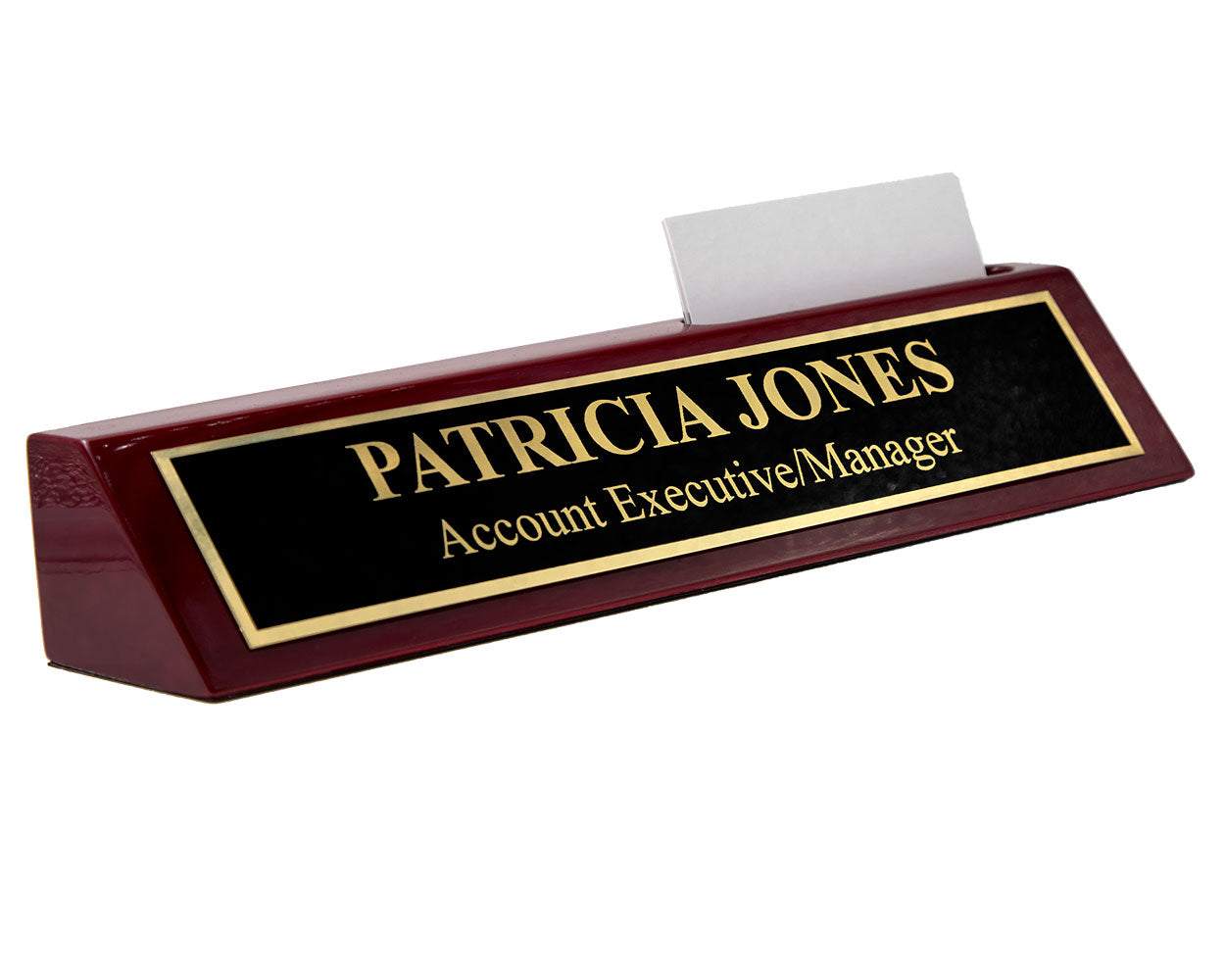 Piano Finished Rosewood Desk Name Plate with Card Holder