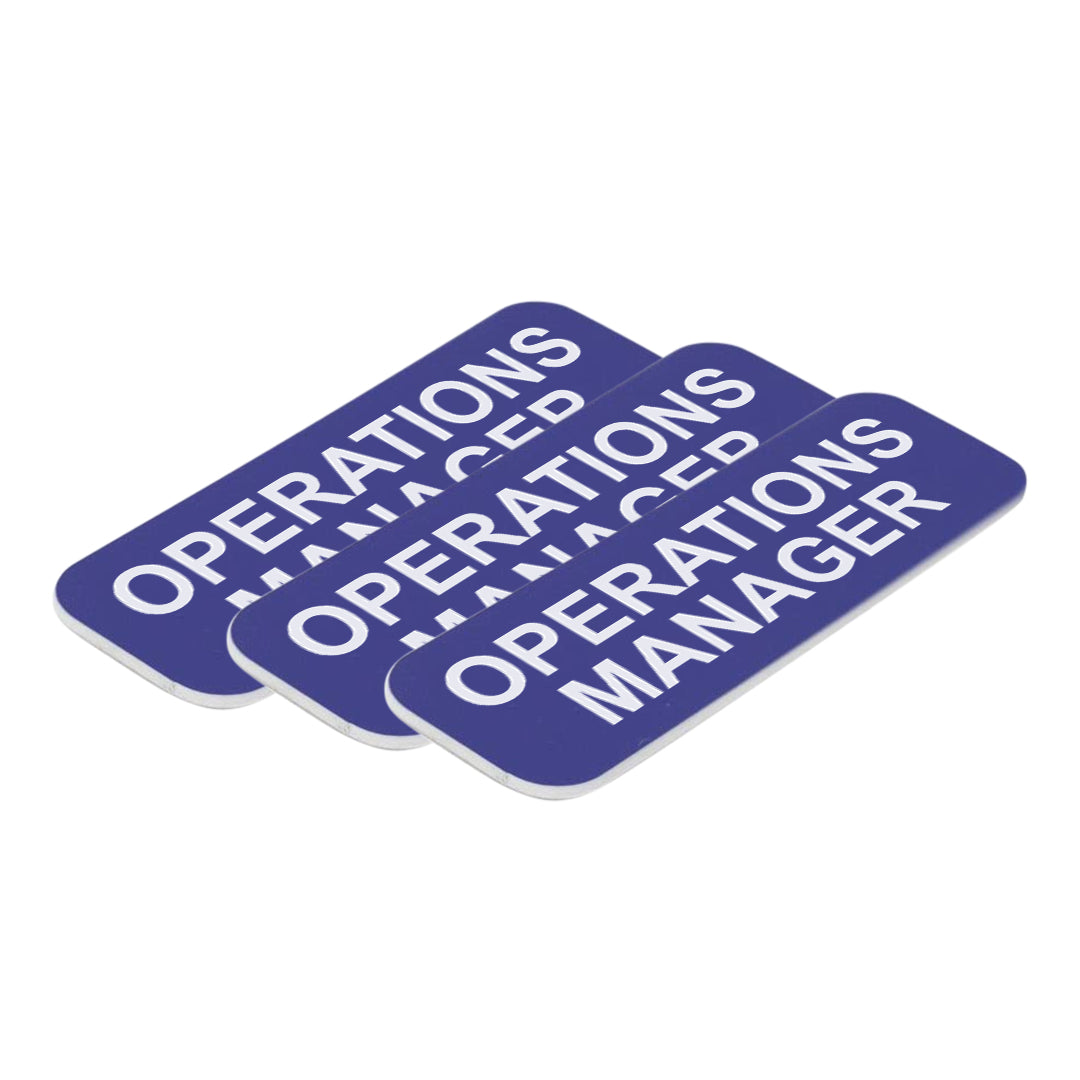 Blue Operations Manager 1 x 3" Name Tag, (3 Pack)