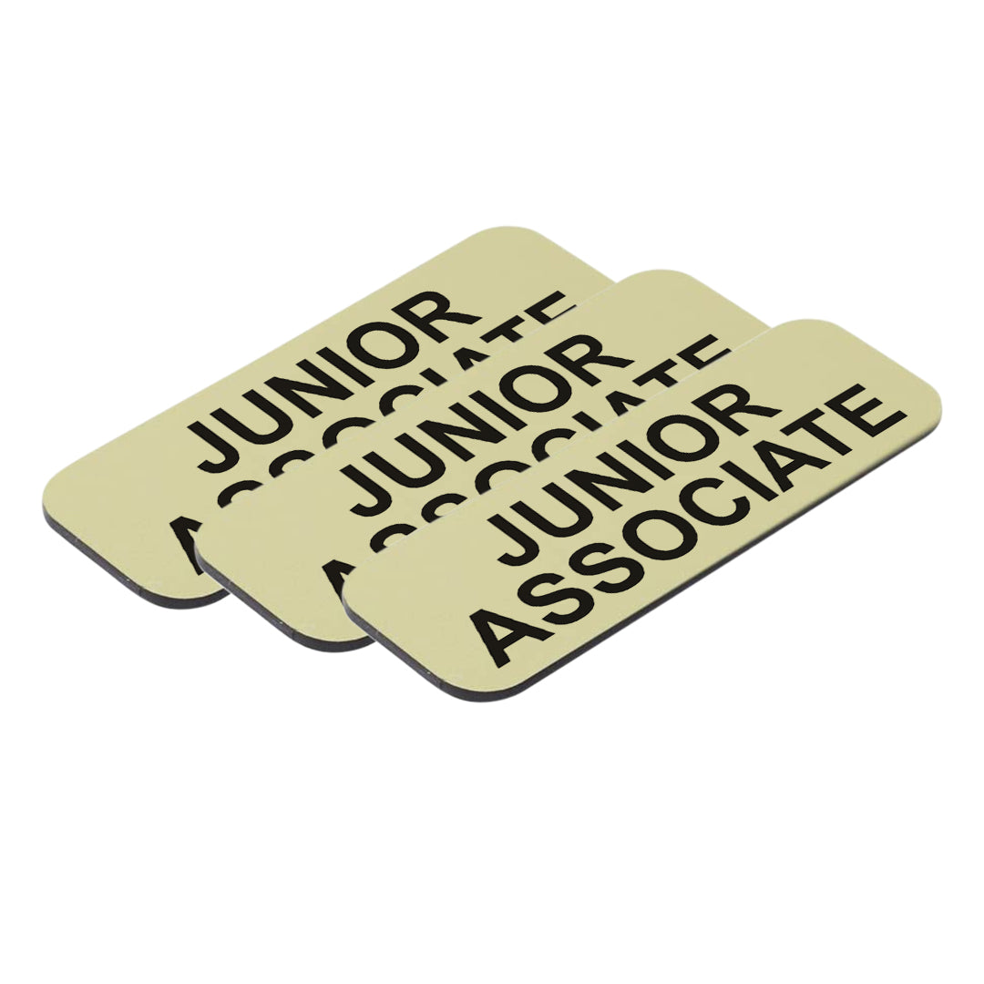 Brushed Gold Junior Associate 1 x 3" Name Tag, (3 Pack)