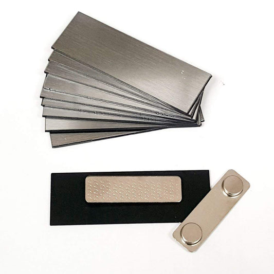 100 (10 Pack ) Bundle 1" X 3" Name Badge Blanks with Magnetic Backing - Brushed Silver - 1,000 pcs